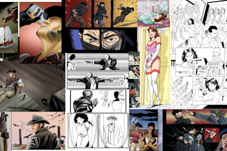 draw graphic novel illustration, comic book page  comic nsfw as a comic artist
