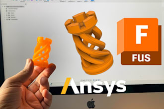do 3d model cad drawing 3d product design for printing in fusion 360, ansys