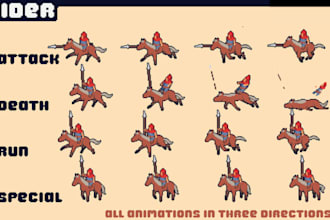 do 2d game rpg retro pixel art and assets, animated gif tileset sprite sheet bit