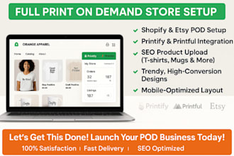 shopify print on demand dropshipping store printify printful shopify website