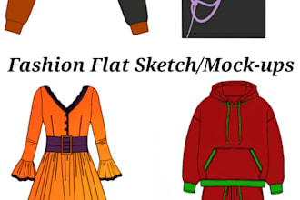 create fashion flat sketches or mock ups of your design
