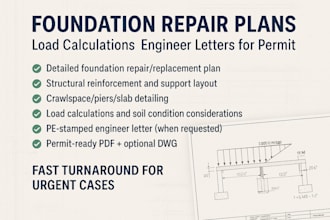 foundation repair plans load calculations, engineer letters for permit approval