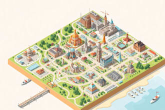 draw vector map, site map, city map, svg map in 3d or 2d