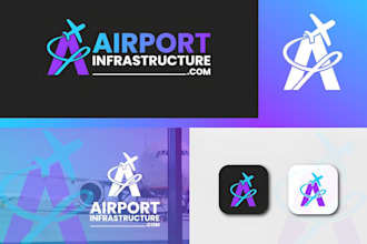 design minimalist power corp, tech and airport logo brand identity