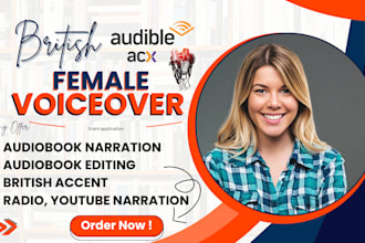 narrate acx audiobook with deep british female voiceover, edit audible audiobook