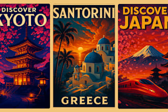 design retro travel poster game poster movie poster music poster comic artwork