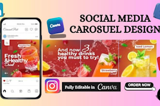 design canva carousel for instagram linkedin social media post, canva template