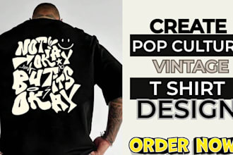 do pop culture t shirt design for urban fashion in vintage t shirt mock up
