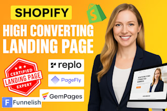 build shopify product landing page in funnelish, pagefly, gempages and replo