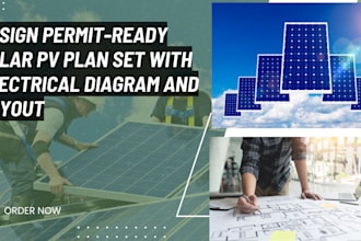 design permit ready solar pv plan set with electrical diagram and layout