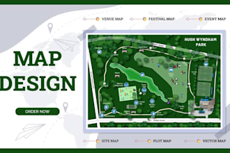 create detailed vector map illustrations, travel map, and isometric site maps