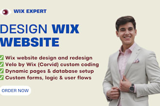 create wix website design, do custom wix velo code