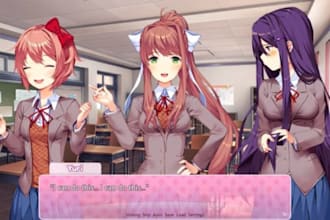 design anime character sprites and visual novel art for your game or channel