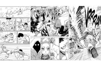 create comic book cover page, manga, webtoon, graphic novel illustrations design