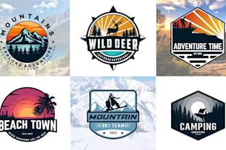 design retro vintage mountain outdoor camping  hunting logo for your business