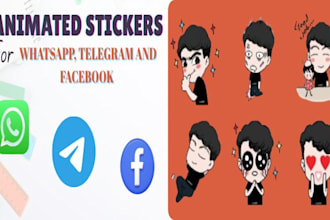do animated stickers for 3d whatsapp, telegram, facebook
