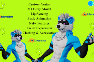 do custom 3d model VR character furry vrm nsfw animaze
