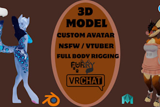 design custom vrchat avatar furry protegen 3d model nsfw anime style