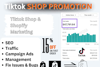 boost promote shopify tik tok shop marketing SEO ads manager to increase sales