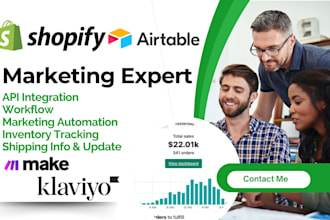 automate shopify orders, sales and integrate airtable, klaviyo, zapier, make com