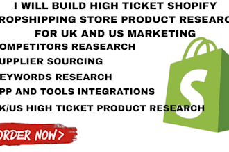 build high ticket shopify dropshipping store products for usa and uk marketing
