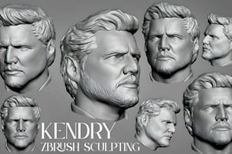 create 3d file redesign stl, 3d modify realistic 3d head, zbrush face sculpting