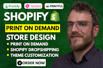 setup shopify store print on demand, redesign printify printful website pod seo