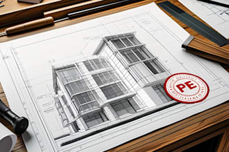 provide pe stamp, review architectural drawings for city permit approval in USA