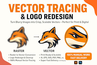 vectorize image, logo to vector, and deliver vector files