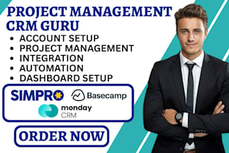 setup simpro integration basecamp project management monday crm data migration