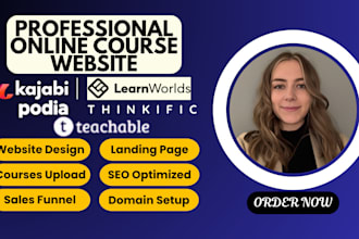 setup and design your learnworlds online course website with sales funnels