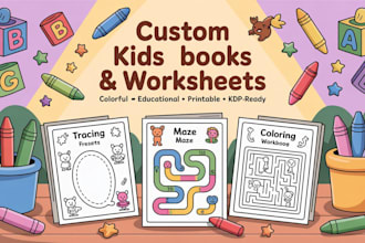 design kids activity book, worksheet tracing coloring puzzle, workbook printable