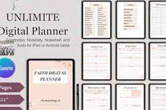 design hyperlinked planner, etsy digital planner, digital journal, etsy shop