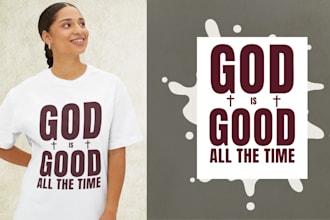 do custom typography christian t shirt design, faith based shirts for your store