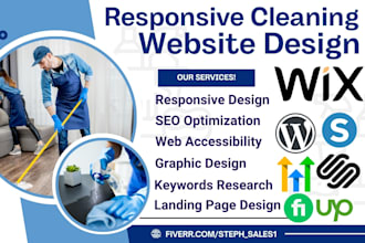 design commercial cleaning website, cleaning landing page, website redesign