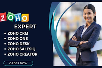 setup zoho crm, automation, analytics, creator, zoho one, sites zoho desk, book