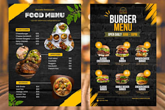 do digital menu board, food menu design, digital food menu, menu design in 6hrs