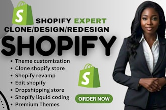 clone, revamp, design, redesign shopify store or shopify website