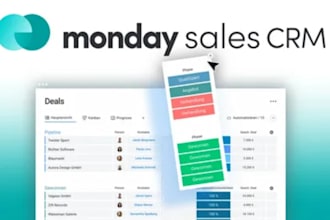 setup monday workspace, monday CRM project management boards, automations