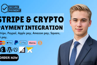 integrate stripe crypto klarna payment gateway in shopify, wix or custom website