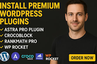 install astra pro plugin crocoblock, wrankmath pro, wp rocket, elementor pro