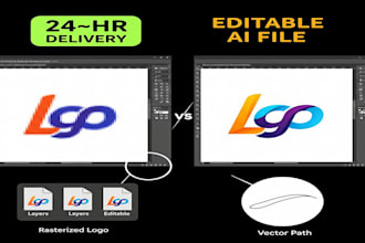 manually trace your raster, logo, image to editable vector any format