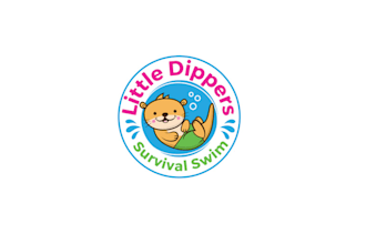 design happy family swim school teaching babies logo