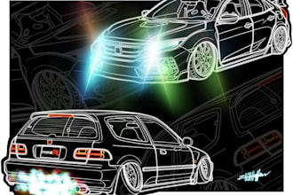 draw your car in neon
