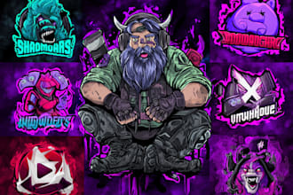 design gaming mascot character logo for twitch, youtube