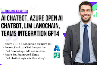 develop ai chatbot, azure open ai chatbot, lim langchain, teams integration gpt4