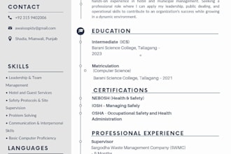 design a professional and modern resume or CV
