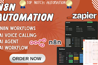 build n8n automation, gohighlevel, ai agents zapier shopify, saas workflows