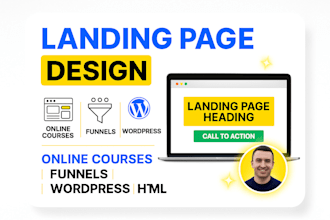 build custom wordpress elementor or HTML landing pages for online course funnel