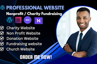 design nonprofit website, charity website, ngo, or fundraising donation website
